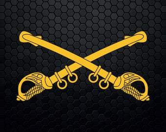 Sucursal de Caballería del Ejército de ee.UU. - Logotipo de parche de calcomanía Emblema Crest Insignia - Digital Svg Vector Cricut File