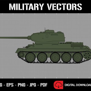 T-34 Unión Soviética Esquema de línea de tanque de batalla principal Esquema de esquema Diagrama - Digital Svg Vector Cricut Cut File