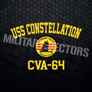 USS Constellation CVA-64 Tonkin Gulf Yacht Club 7e Vloot Vietnam Oorlog - Patch Pin Logo Decal Embleem Crest Insignia - Digitaal SVG Vector Bestand