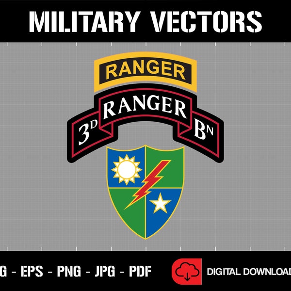 3rd Ranger Battalion - U.S. Army Rangers - RLTW - Patch Logo Decal Emblem Crest Insignia Badge Tab - Digital SVG Vector Cricut File