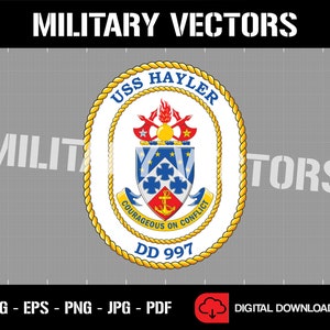 USS Hayler DD-997 US Navy Destroyer - Patch Logo Decal Emblem Crest Insignia - Digital Svg Eps Png Jpg Pdf Vector Cricut File