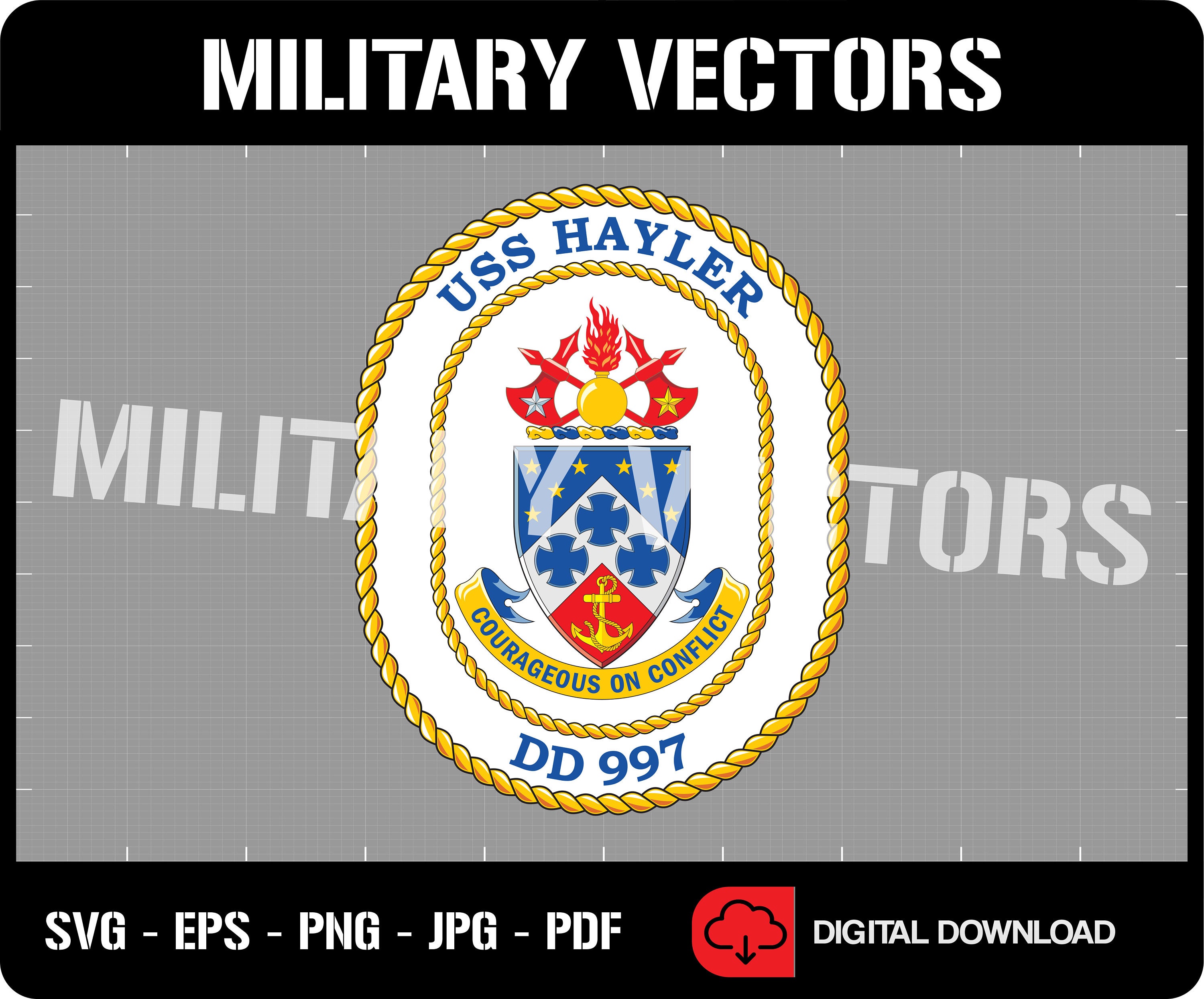 USS Hayler DD-997 US Navy Destroyer - Patch Logo Decal Emblem Crest ...
