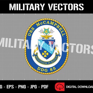 USS McCampbell DDG-85 - Cacciatorpediniere della Marina degli Stati Uniti - Stemma della nave Decalcomania Emblema Insegne - Digital Svg Eps Vector Cricut File