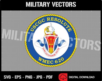 USCGC Resolute (WMEC-620) - U.S. Coast Guard Cutter Ship - Patch Pin Logo Decal Emblem Crest Insignia - Digital SVG Vector Cricut File
