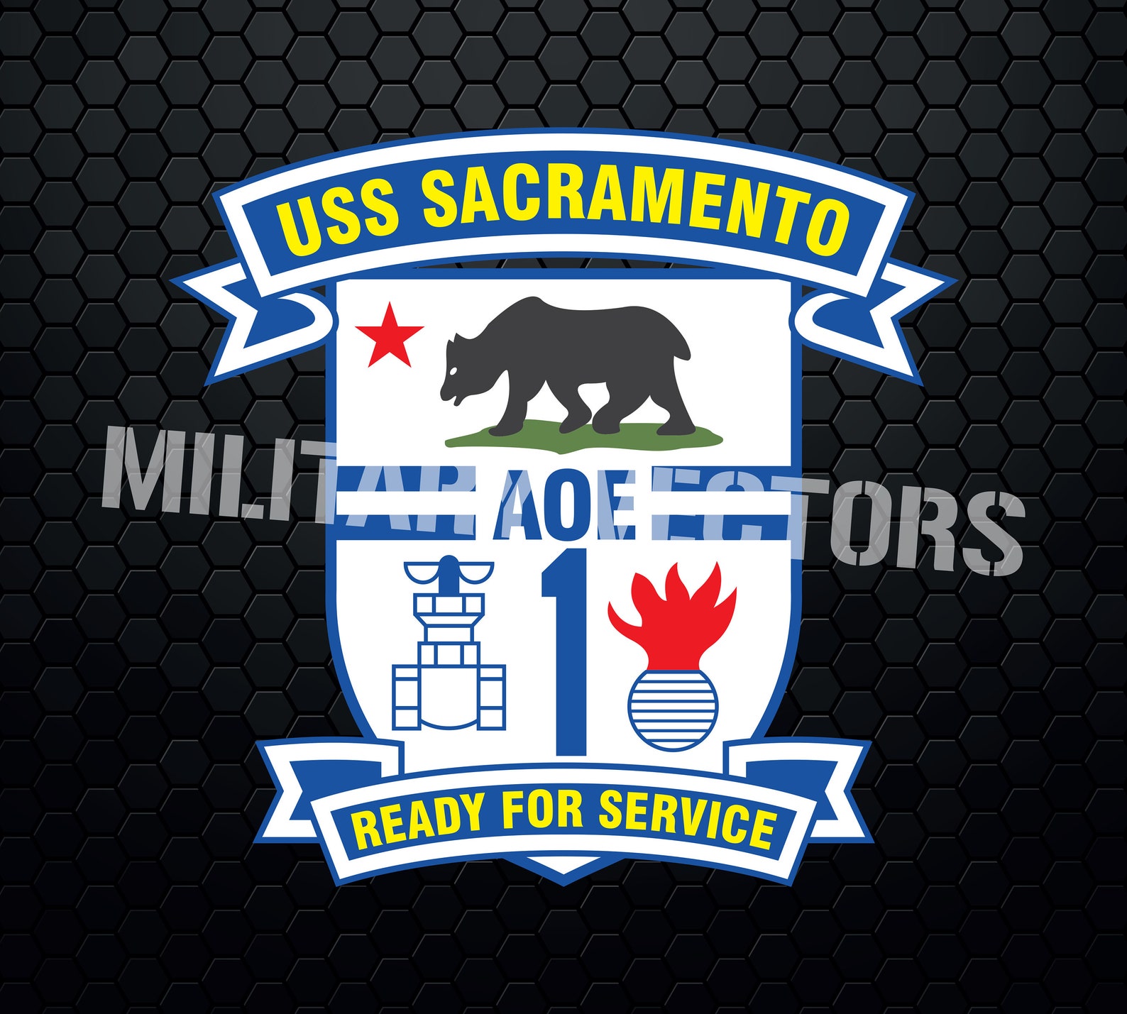 USS Sacramento (AOE-1) - U.S. Navy Ship - Patch Logo Decal Emblem Crest ...