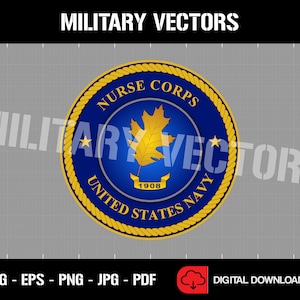 May include: A gold and blue circular emblem with a rope border. The emblem features a stylized maple leaf, the text "NURSE CORPS UNITED STATES NAVY", and the year "1908".