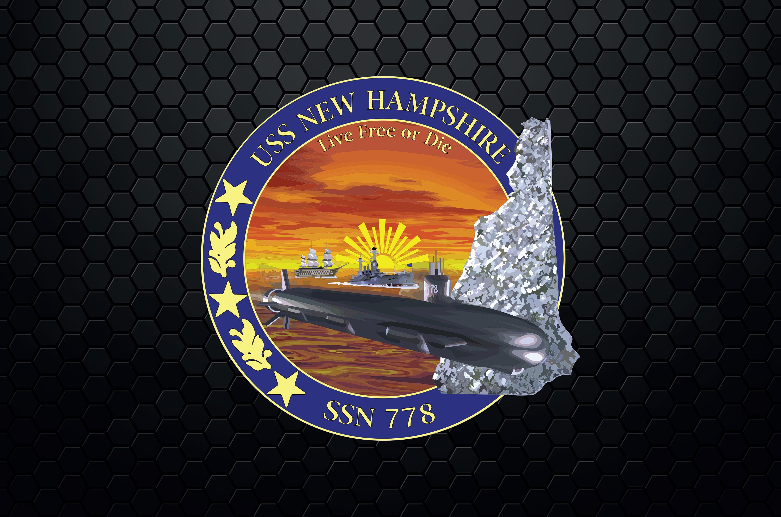 USS Louisville SSN-724 Embroidered Submarine Silver Dolphins