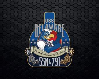 USS Delaware (SSN-791) Attack Submarine - Patch Logo Decal Emblem Crest Insignia - Digital Svg Vector Cricut File