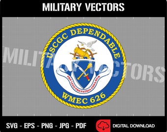 USCGC Confiable (WMEC-626) - Buque de corte de la Guardia Costera de los Estados Unidos - Insignia de la cresta del emblema del emblema del pin del parche - Archivo digital SVG Vector Cricut