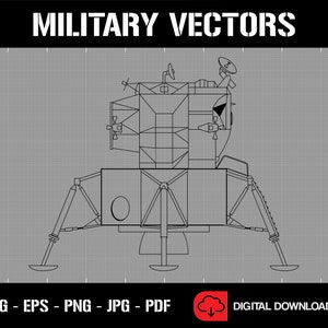 NASA Apollo 11 Lunar Module Line Drawing Blueprint Outline Silhouette - Digital Vector Cricut Cut File - Svg Eps Png Jpg Pdf