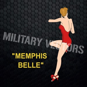 Memphis Belle B-17F Flying Fortress 8th Air Force WW2 Nose Art - Patch Pin Logo Decal Embleem Crest Insignia - Digitale Svg Vector File