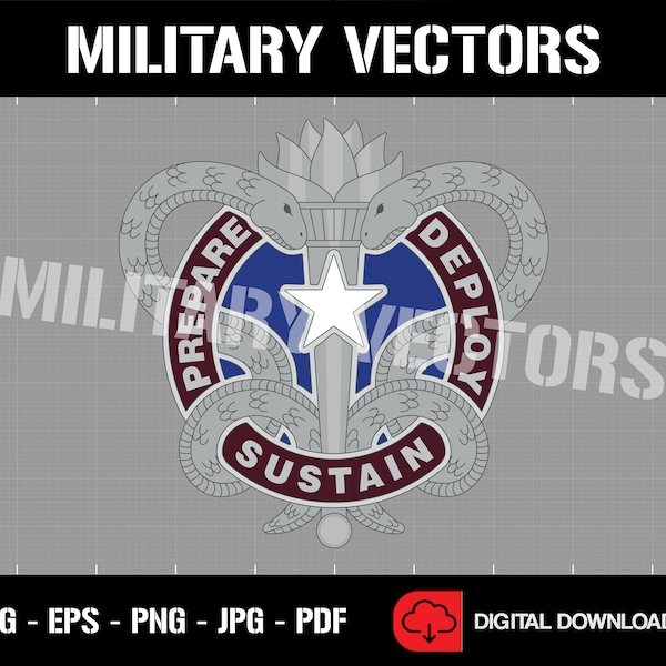 U.S. Army Medical Logistics Command - Medical Corps Patch Logo Decal Emblem Crest Insignia - Digital SVG Cricut Vector Cnc Cut File