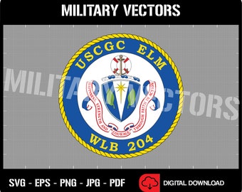 USCGC Elm (WLB-204) - Buque de corte de la Guardia Costera de los Estados Unidos - Insignia de la cresta del emblema del logotipo del pin de parche - Archivo digital SVG Vector Cricut