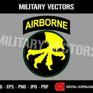 May include: A black and green military patch with a yellow eagle claw design and the word "AIRBORNE" in yellow letters on a black background.
