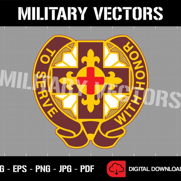 U.S. Army 47th Field Hospital - Medical Corps Patch Logo Decal Emblem Crest Insignia - Digital SVG Cricut Vector Cnc Cut File