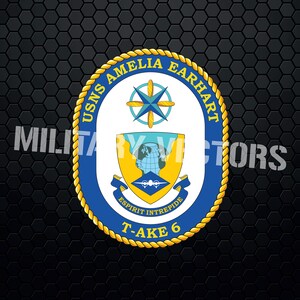 USNS Amelia Earhart (T-AKE-6) - Amerikanskt flottfartyg - Patch Logotypdekal Emblem Crest Insignia Badge - Digital SVG Vektor Cricut-fil