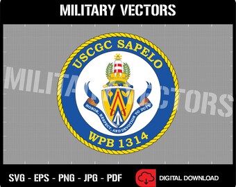 USCGC Sapelo (WPB-1314) - Buque de corte de la Guardia Costera de los Estados Unidos - Insignia de la cresta del emblema del logotipo del pin de parche - Archivo digital SVG vectorial Cricut
