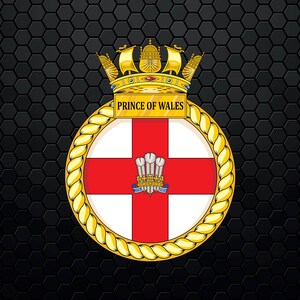 May include: A gold and red crest with a crown and the text "Prince of Wales" on a black background.