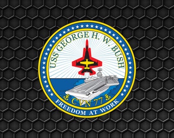 US Navy USS George H.W. Bush CVN-77 Aircraft Carrier - Patch Pin Logo Decal Emblem Crest Insignia - Digital Eps Vector Cricut File