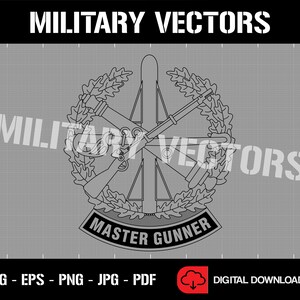 U.S. Army Master Gunner Badge - Patch Pin Logo Aufkleber Wappen Wappen Insignia Award - Digital SVG Vektor Cricut Datei