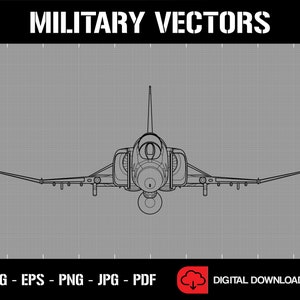 F-4E Phantom II Military Fighter Jet Flugzeug Linie Zeichnung Bauplan Silhouette - Digital Vector Cricut Cut File .svg .eps .png .jpg
