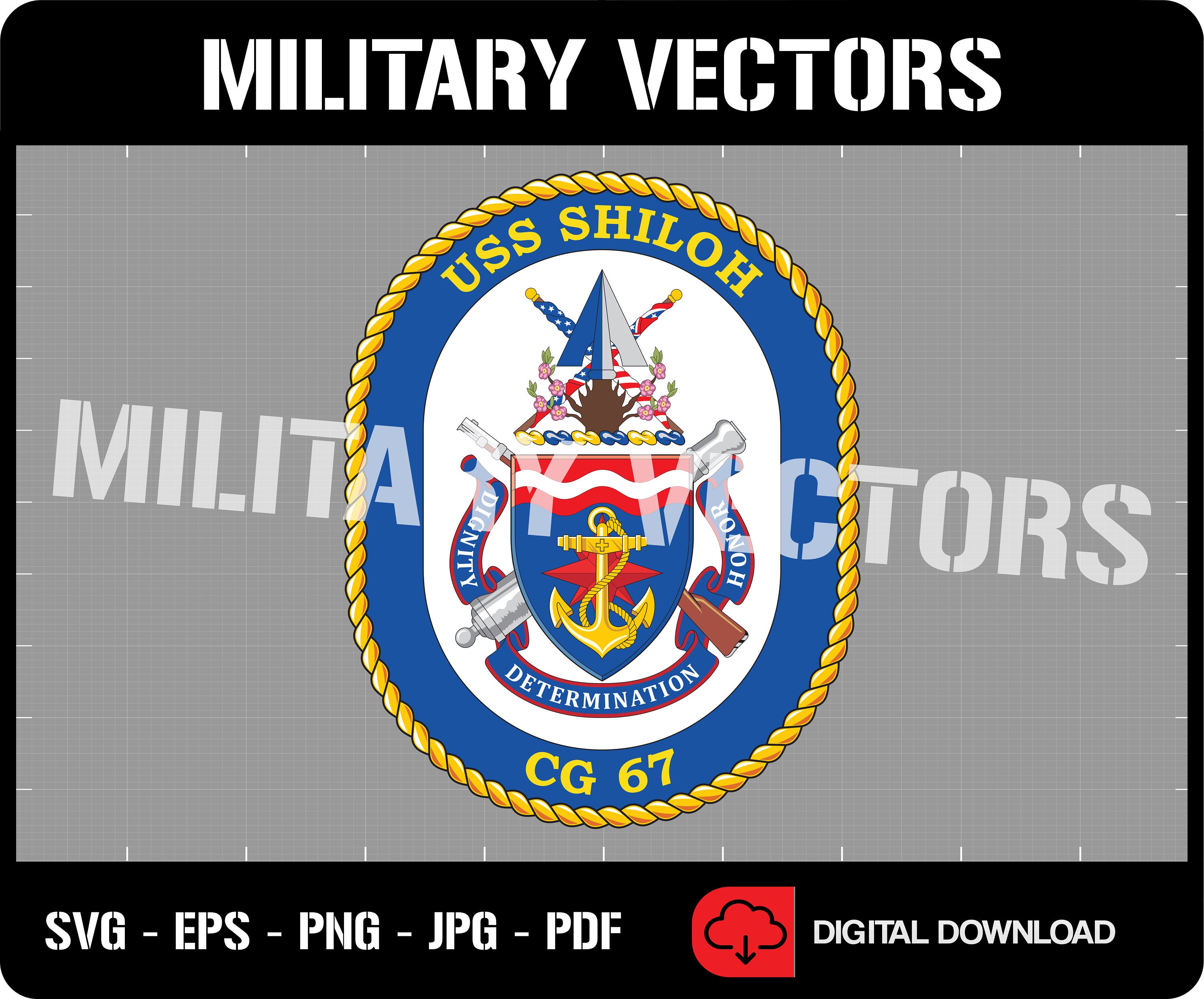USS Shiloh CG-67: U.S. Navy Cruiser Ship's Crest Logo Decal Emblem