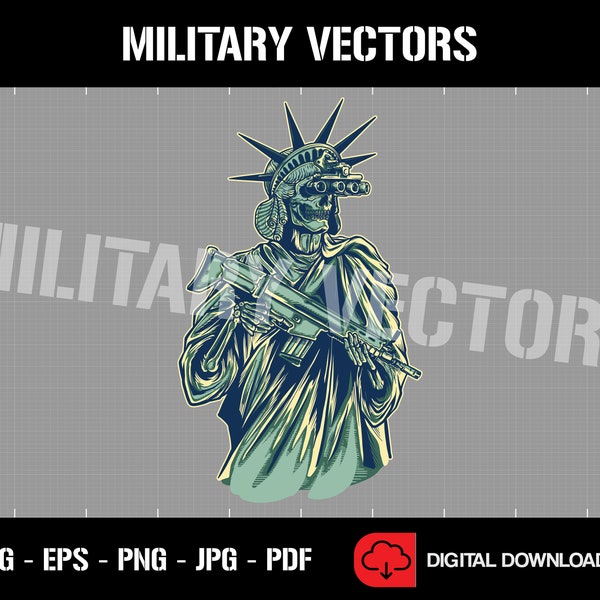 Tactical Statue of Liberty - Pro 2nd Amendment 2A - Patch Logo Decal Emblem Crest Insignia - Digital SVG EPS PNG Vector Cricut File