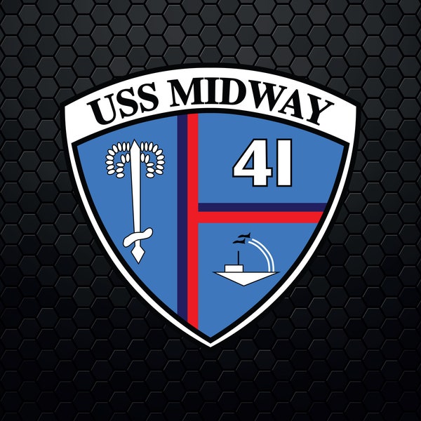 USS Midway CV-41 Aircraft Carrier - Patch Pin Logo Decal Emblem Crest Insignia - Digital Svg Png Jpg Eps Pdf Vector Cricut File