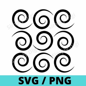 Swirl Circle swirly line curved round wiggle Squiggle party streamer Pattern SVG PNG Digital Printable business Vector silhouette cricut