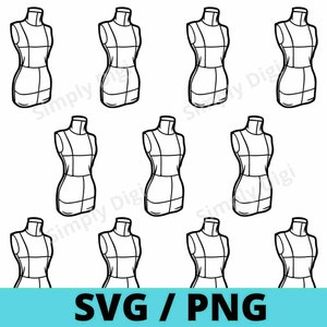 Moda Maniquí sastres costura artesanía corpiño coser costura artesanía corsé de vestido de fantasía Patrón SVG PNG Fondo Clipart Vector cricut