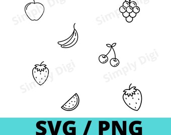 Fruit Fruits grapes apple cherry strawberry banana print Pattern SVG PNG Digital Background File Clipart Vector silhouette cricut  business