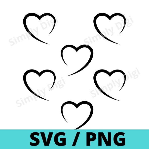 Heart Outline Hollow line round black Stencil shape Pattern SVG PNG Digital Background File Clipart Vector silhouette cricut cut business