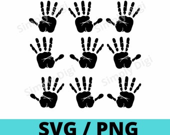 Hand handprint fingers large adult Foot Pattern SVG PNG Instant Digital Background File Clipart Vector silhouette cricut cut business