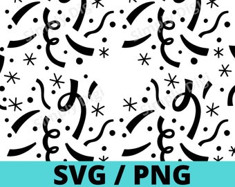 SQUIGGLE party streamer birthday Star Polkadot Pattern SVG PNG Instant Digital Background File Dotted Clipart Vector silhouette cricut cut