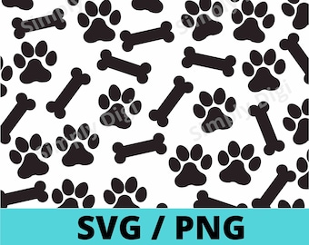 Paws svg bones wild footprint art pet dog animal Printable Pattern PNG Digital Background File Clipart Vector silhouette cricut cut business