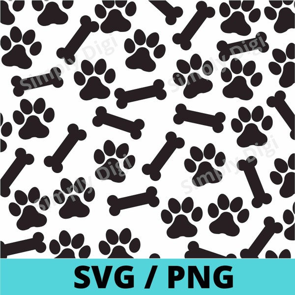 Paws svg bones wild footprint art pet dog animal Printable Pattern PNG Digital Background File Clipart Vector silhouette cricut cut business
