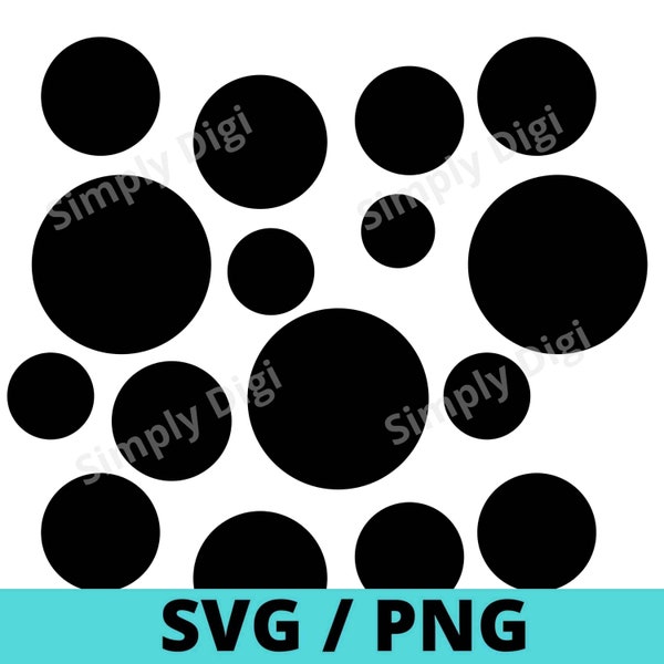 BLACK Full Circle bubble Polkadot Dot Spot Pattern SVG PNG Instant Digital Background Clipart Vector silhouette cricut cut file business