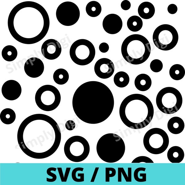 Hollow full Circle Polkadot Dot Spot Pattern SVG PNG Instant Digital Background File Clipart Vector silhouette cricut cut file business