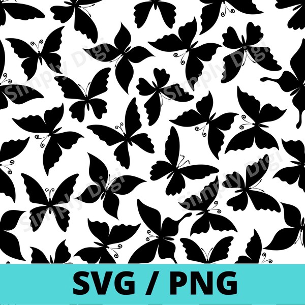 Butterfly bug bugs fly flying Pattern SVG PNG Instant Digital DIY Background File Clipart Vector silhouette Patterned cricut cut business