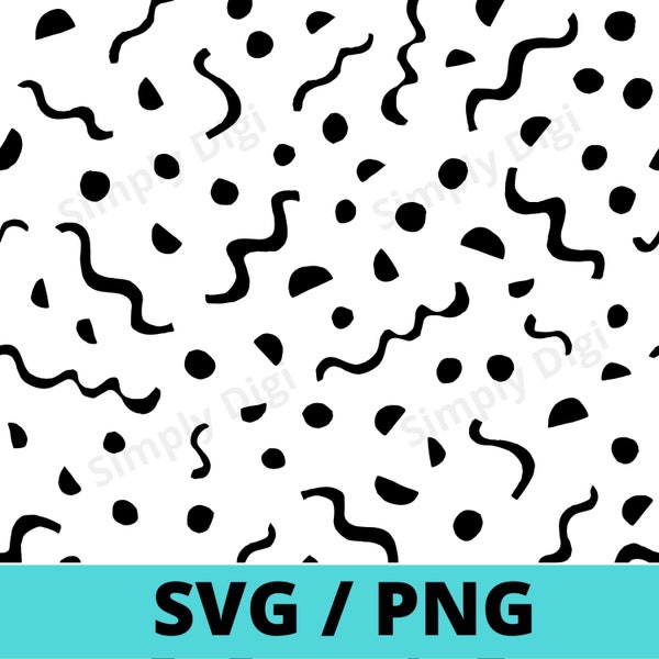 SQUIGGLE party streamer birthday Dot Polkadot Pattern SVG PNG Instant Digital Background File Dotted Clipart Vector silhouette cricut cut