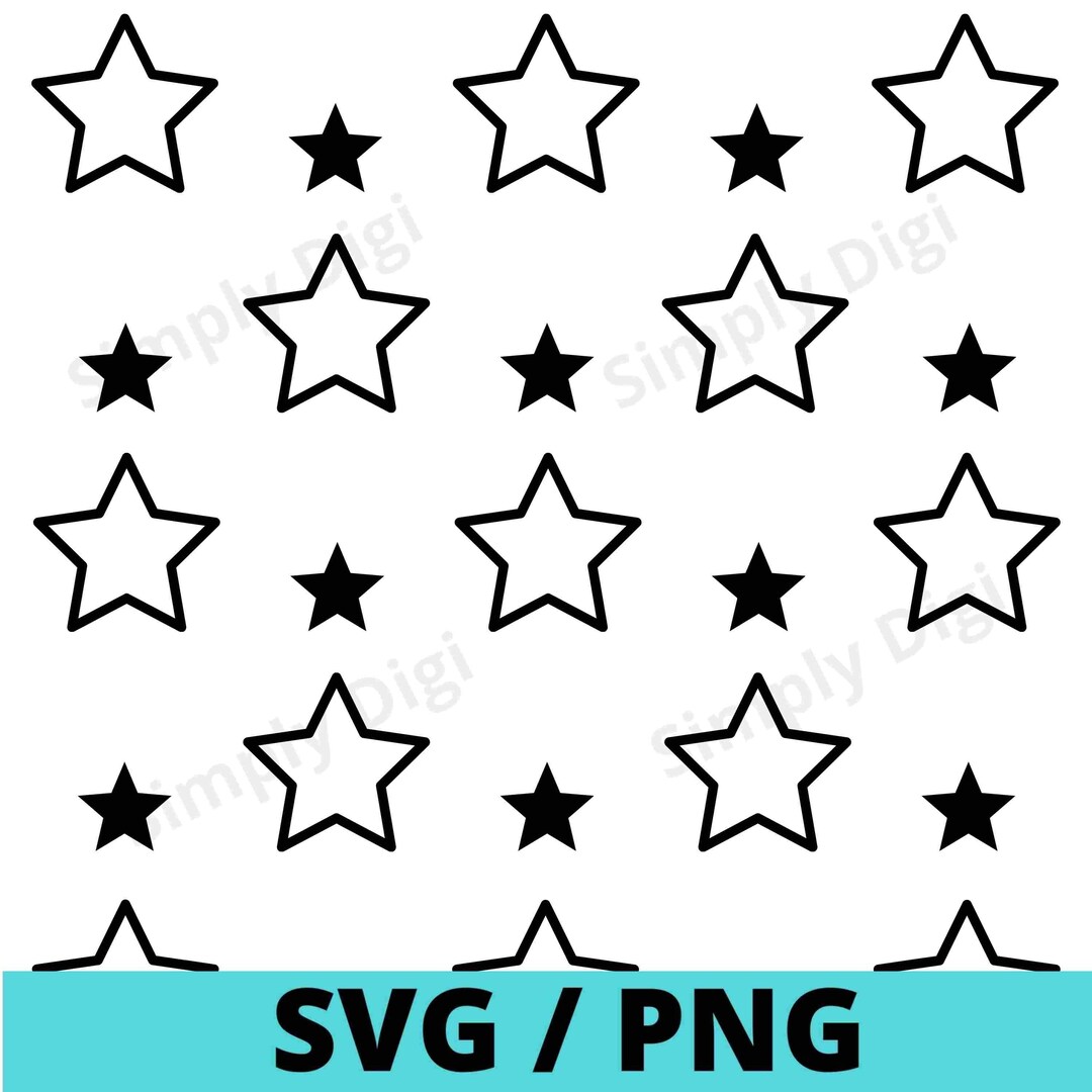 Starry Sky Outline Hollow Stars Pattern SVG PNG Instant Digital ...