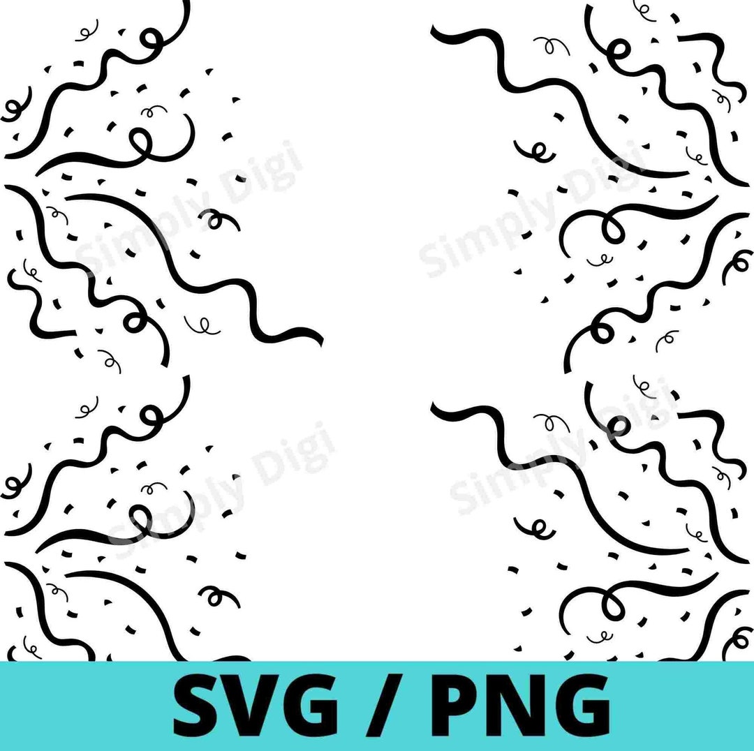 Colorful Confetti Streamers Pattern SVG Birthday Party Confetti Svg  Scattered Confetti Svg Cut files for Cricut Sublimation transfer Png