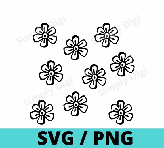 Floral Daisy Simple Flower OUTLINE Rose Shape Print Pattern - Etsy