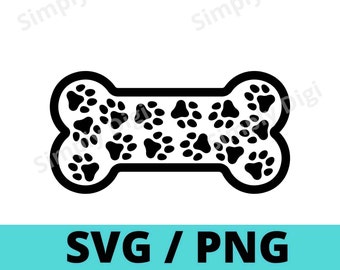 Paw print Bone SVG PNG cut file paws Clipart clip art Print Vector Pattern Pet Pets Background dog bones Vector silhouette Patterns cricut