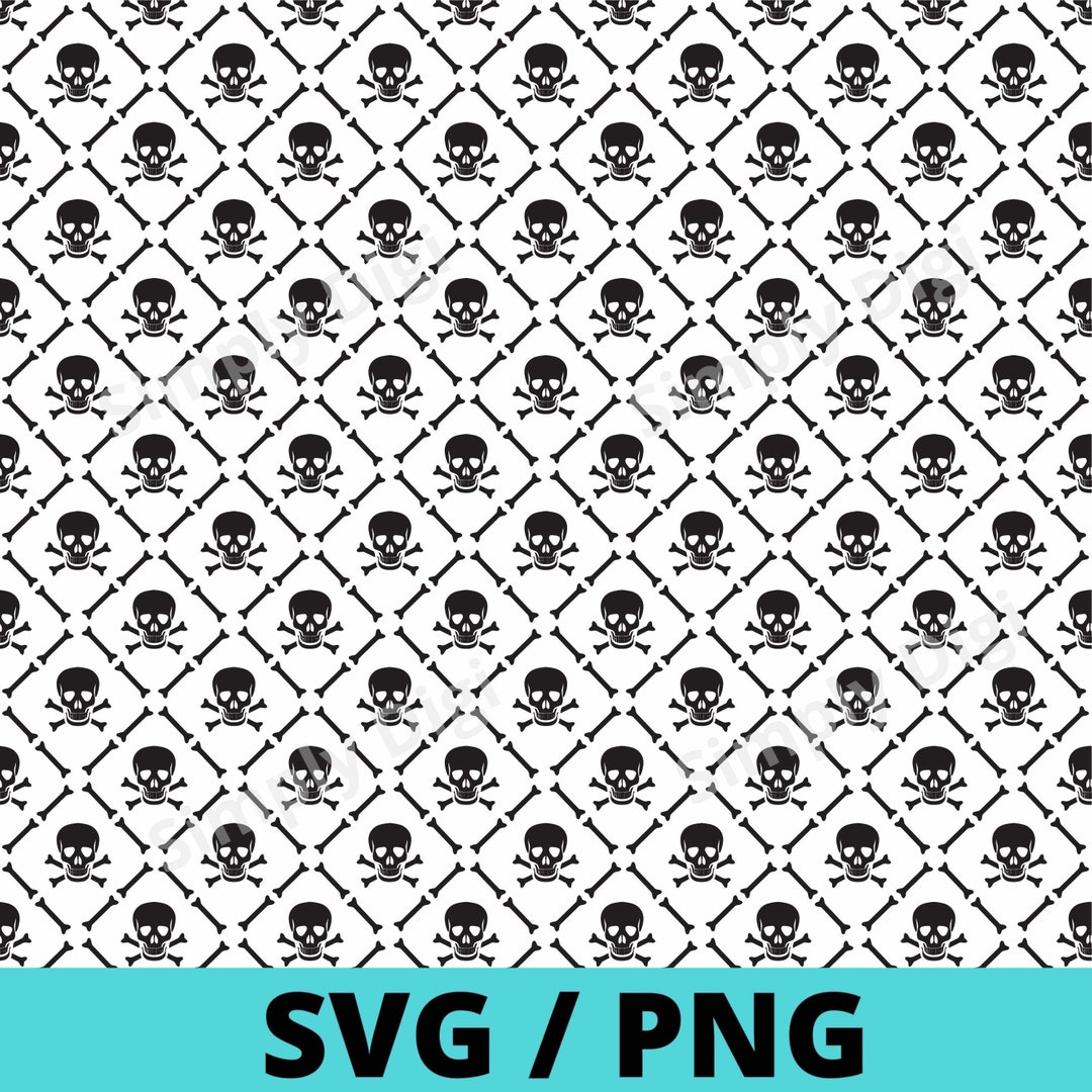 Skull Head Bone Skulls PATTERN SVG PNG Instant Digital Background File ...