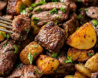 Garlic Butter Steak Bites and Potatoes Recipe Ebook | Easy Steak Dinner | One Pan Meal | Quick High Protein Recipe | Digital Download