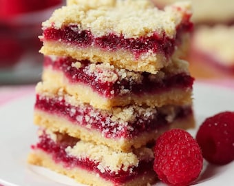 Raspberry Shortbread Recipe PDF | Buttery Jam-Filled Cookie | Digital Baking Recipe Card | Printable Dessert Download