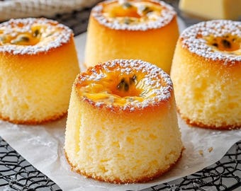 Mini Passion Fruit Chiffon Cakes Recipe – Aesthetic Dessert | Printable Baking Guide | Instant Download