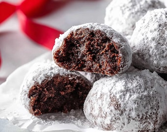 Chocolate Snowball Cookies Recipe PDF | Soft Fudgy Holiday Cookies | Printable Christmas Cookie Recipe