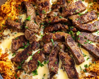 Steak Queso Rice Recipe – Cheesy Tex-Mex Comfort Food Digital PDF Download